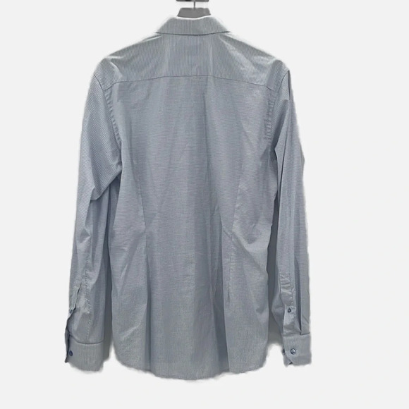 Eton Slim Fit Dress Shirt Grid Print Long Sleeve Button Up - Size 17 Slim/43 - Picture 3 of 8